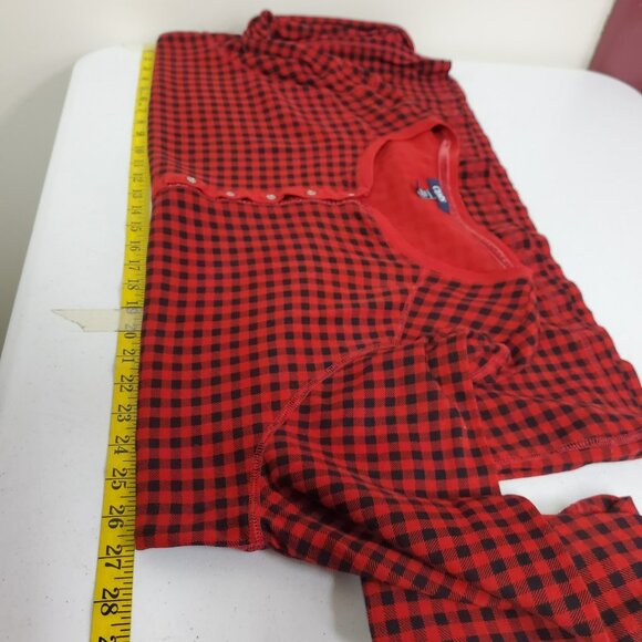 Chaps Womens Long Sleeve Plaid Henley Size 3X Red Lounge Leisure Modest Classic - Picture 6 of 11